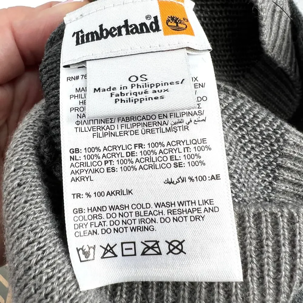 Timberland Reversible Jacquard Hat and Scarf Set in Two Tone Gray NEW